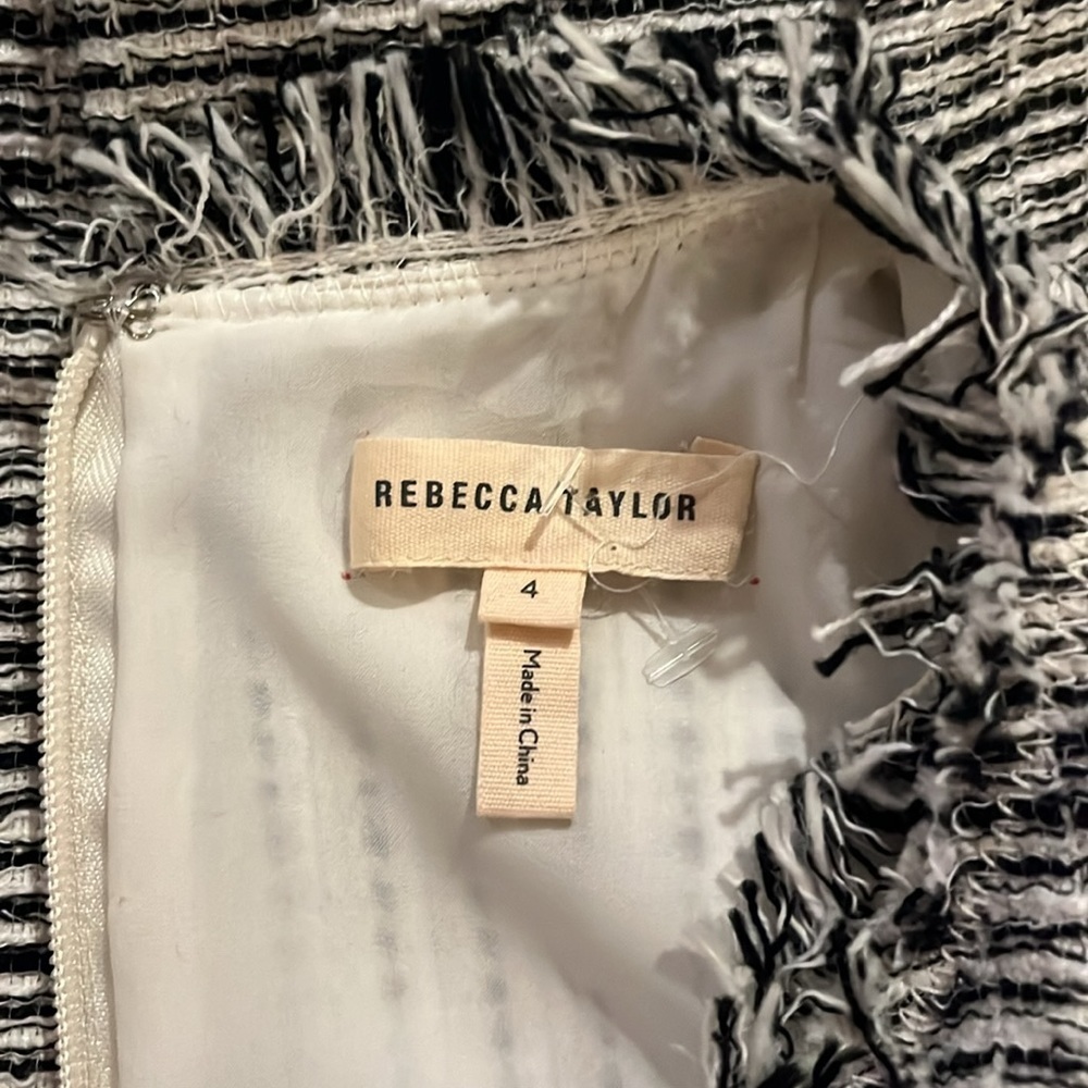 REBECCA TAYLOR Tweed Boucle Fringe tailored dress sz 4 - Picture 6 of 8